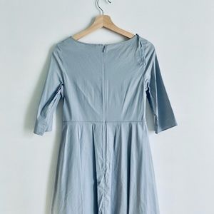 Baby blue ashy grey COS dress with pockets calf length